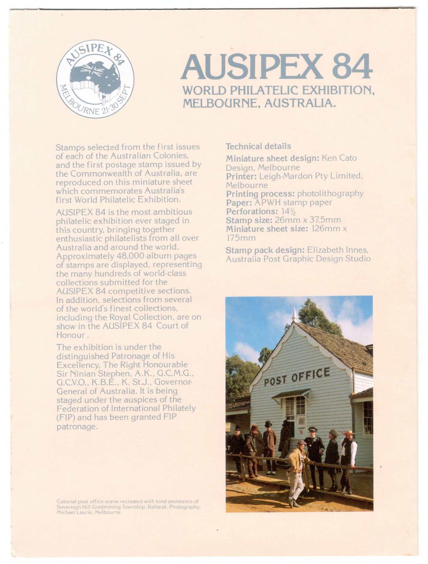 Australia 1984 AUSIPEX Mini Sheet Stamp Pack Australia Post Pack (POP)