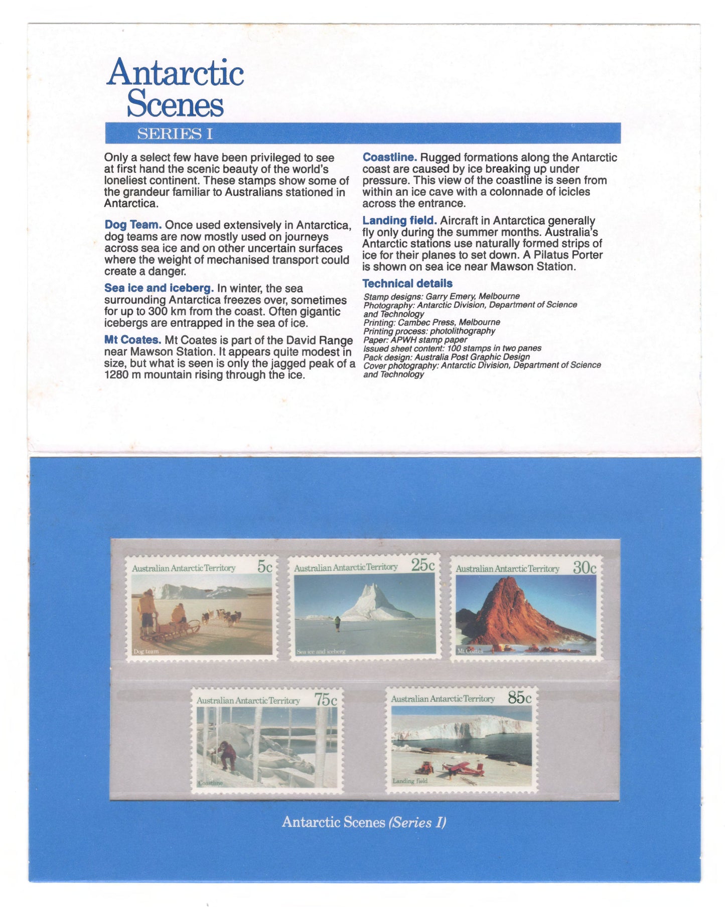 Australian Antarctic Territory 1984 Antarctic Scenes Series 1 Stamp Pack Australia Post Pack (POP)