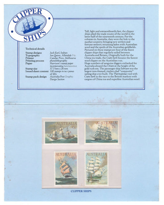 Australia 1984 Clipper Ships Stamp Pack Australia Post Pack (POP)
