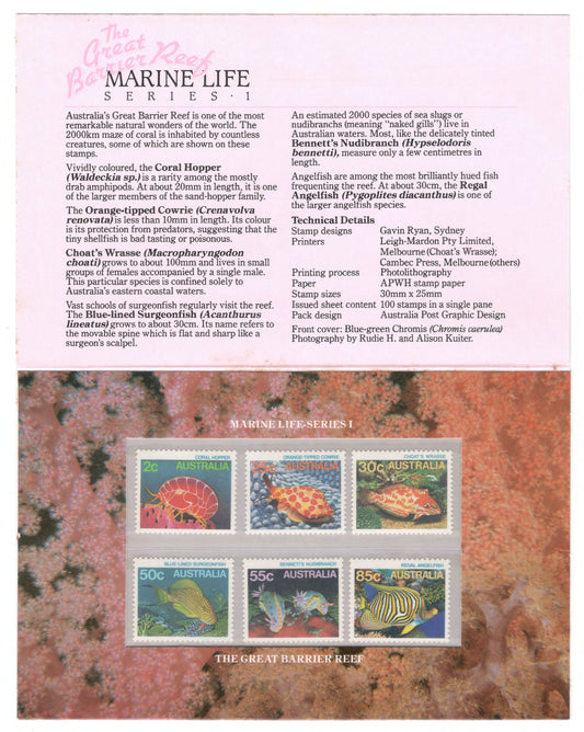 Australia 1984 Marine Life Series I Stamp Pack Australia Post Pack (POP)