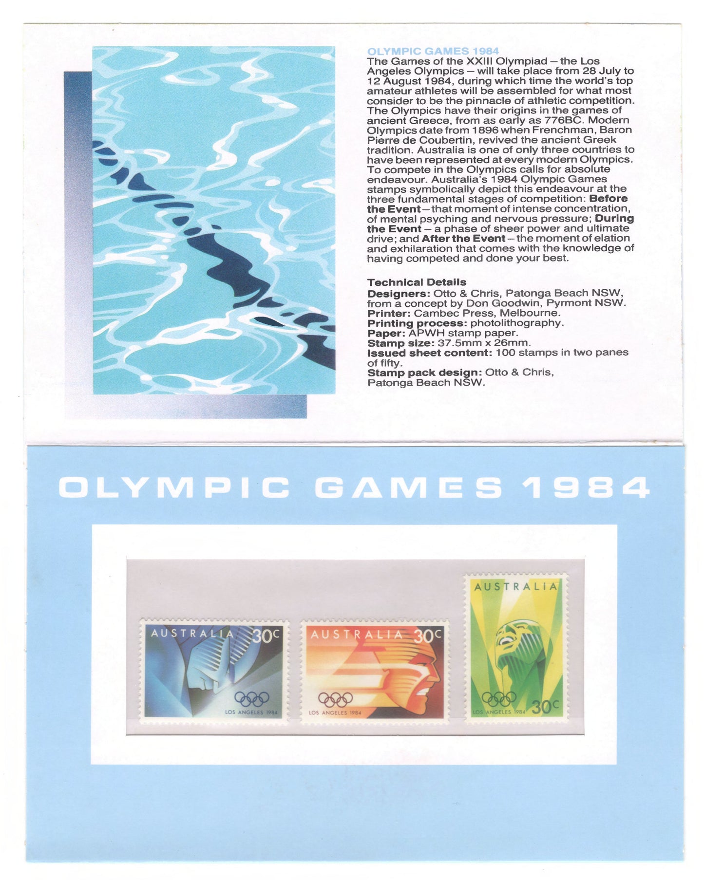 Australia 1984 Olympic Games Stamp Pack Australia Post Pack (POP)