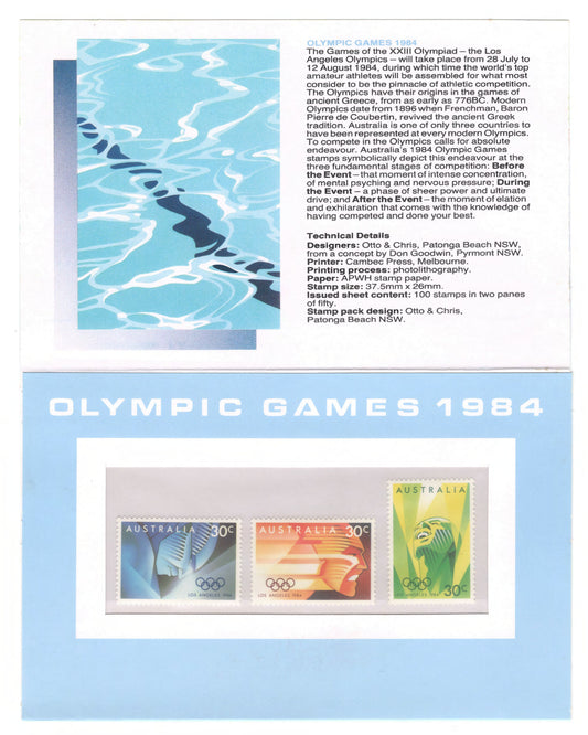 Australia 1984 Olympic Games Stamp Pack Australia Post Pack (POP)