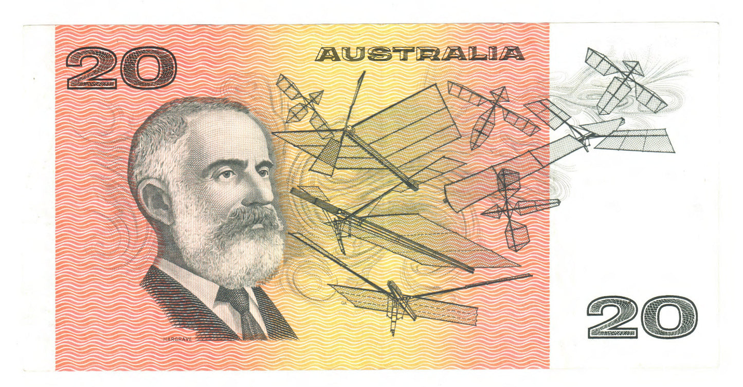 Australian 1985 20 Dollar Johnston Fraser Banknote s/n VSE 795138- Circulated