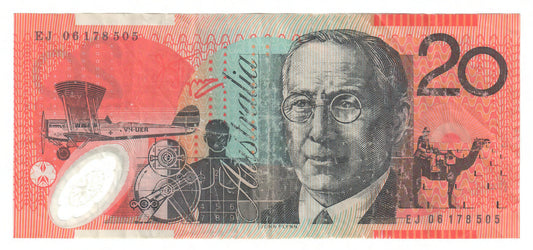 Australian 2006 20 Dollar MacFarlane Henry Polymer Banknote s/n EJ 06178505 - Circulated