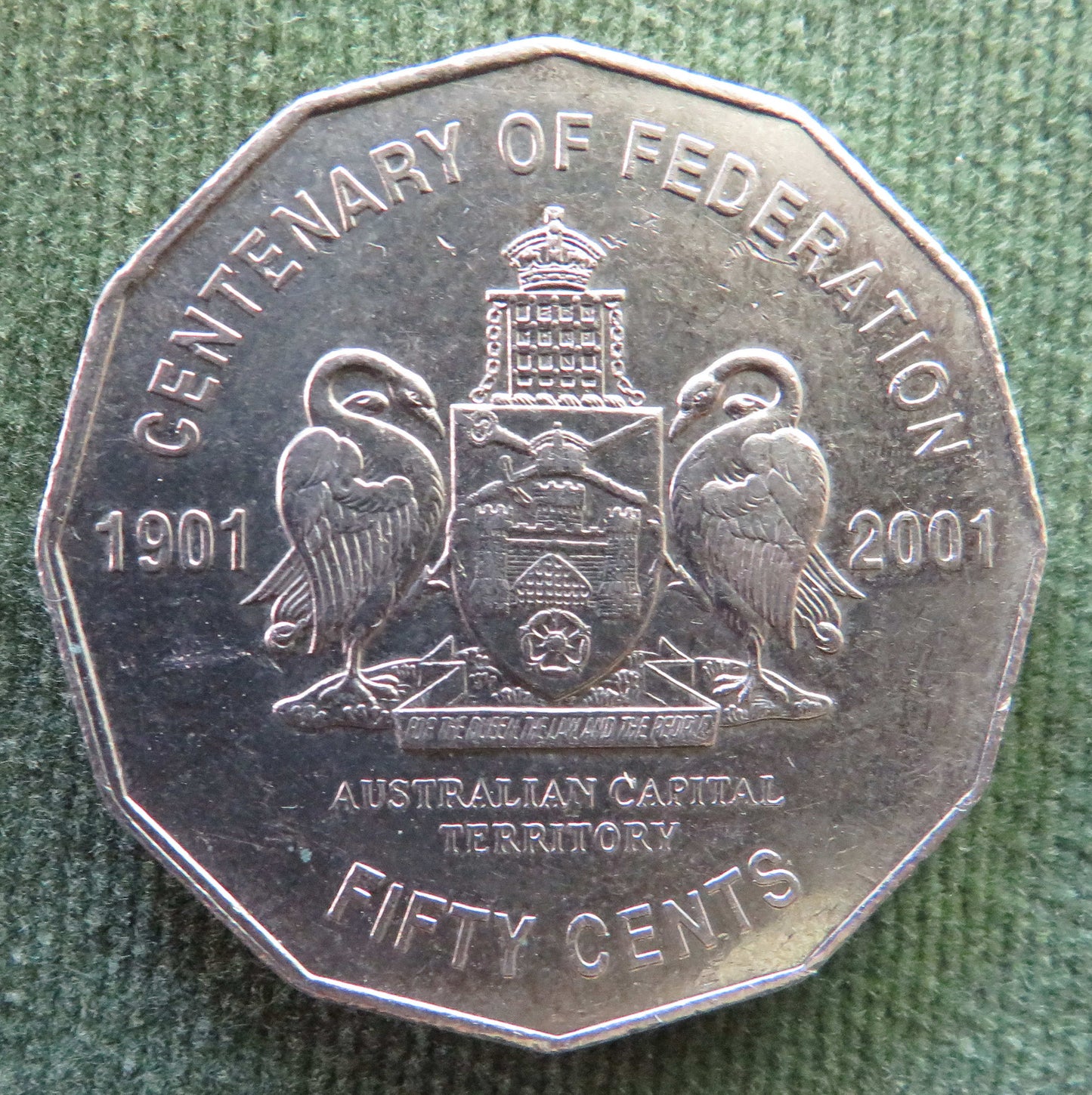 Australian 2001 50 Cent Coin Centenary Of Federation Australian Capital Territory