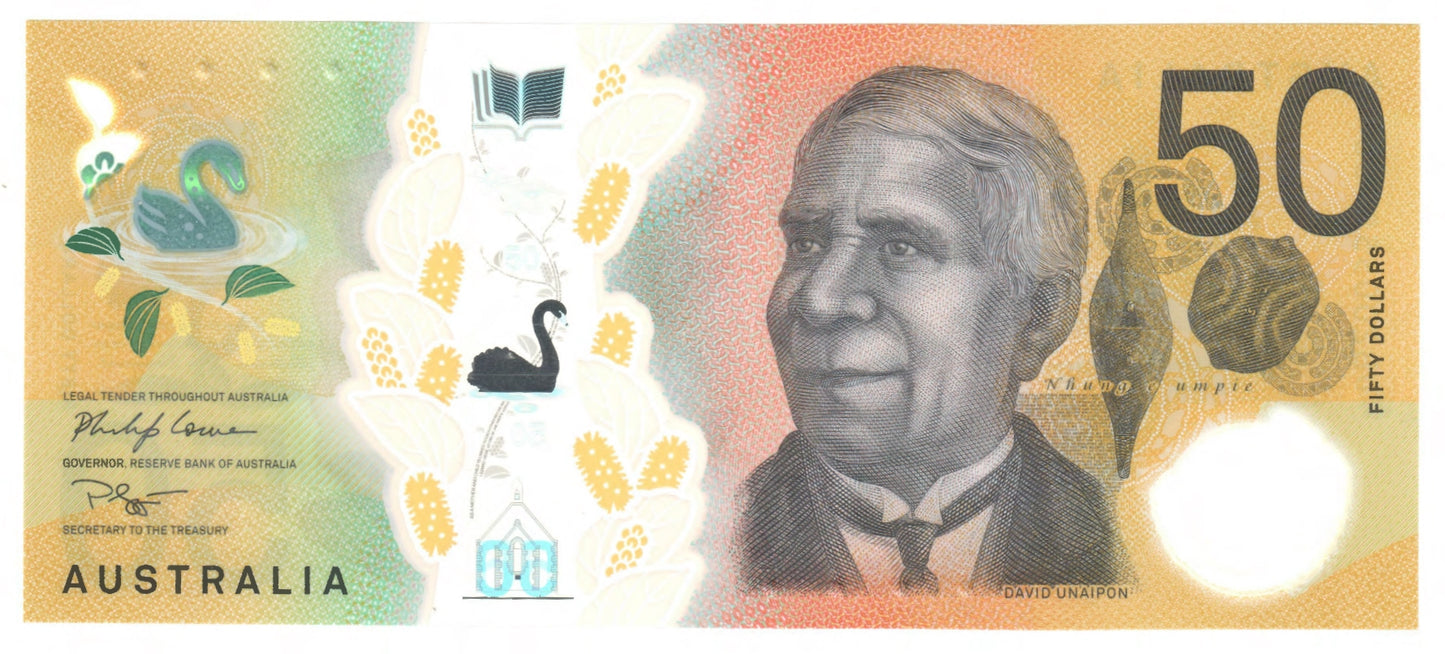 Australian 2020 50 Dollar Lowe Gaetjens Polymer Banknote s/n DB200559188 - Circulated