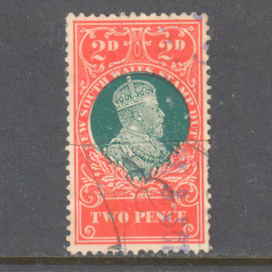 Australian 1908 2 Pence King Edward VII Duty Stamp - Cancelled