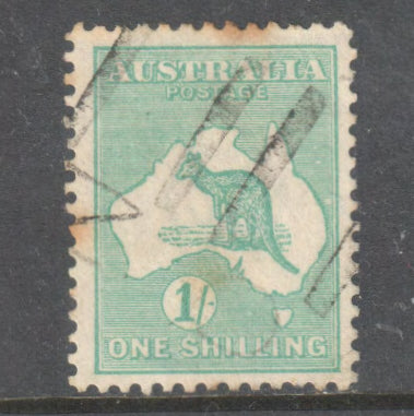 Australian 1924 1/- 1 Shilling Blue Green Kangaroo Stamp - Perf: 11.5-12