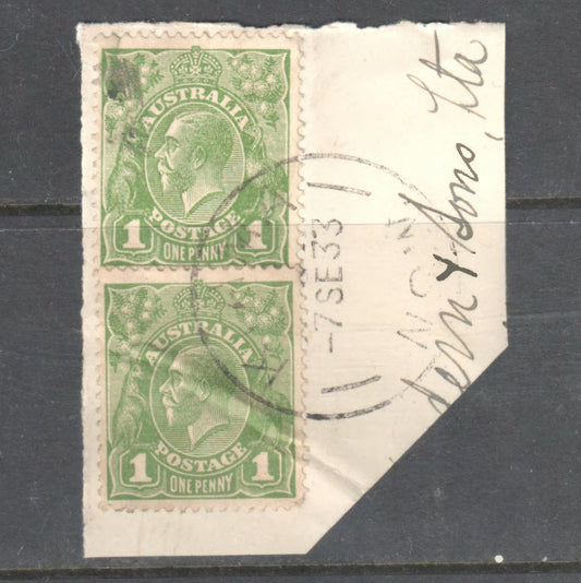 Australian 1d KGV Green Stamp With Full Postmark - KIAMA NSW 1933