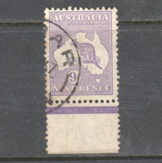Australian 1924 9d 9 Pence Violet Kangaroo Stamp - Perf: 11.5-12