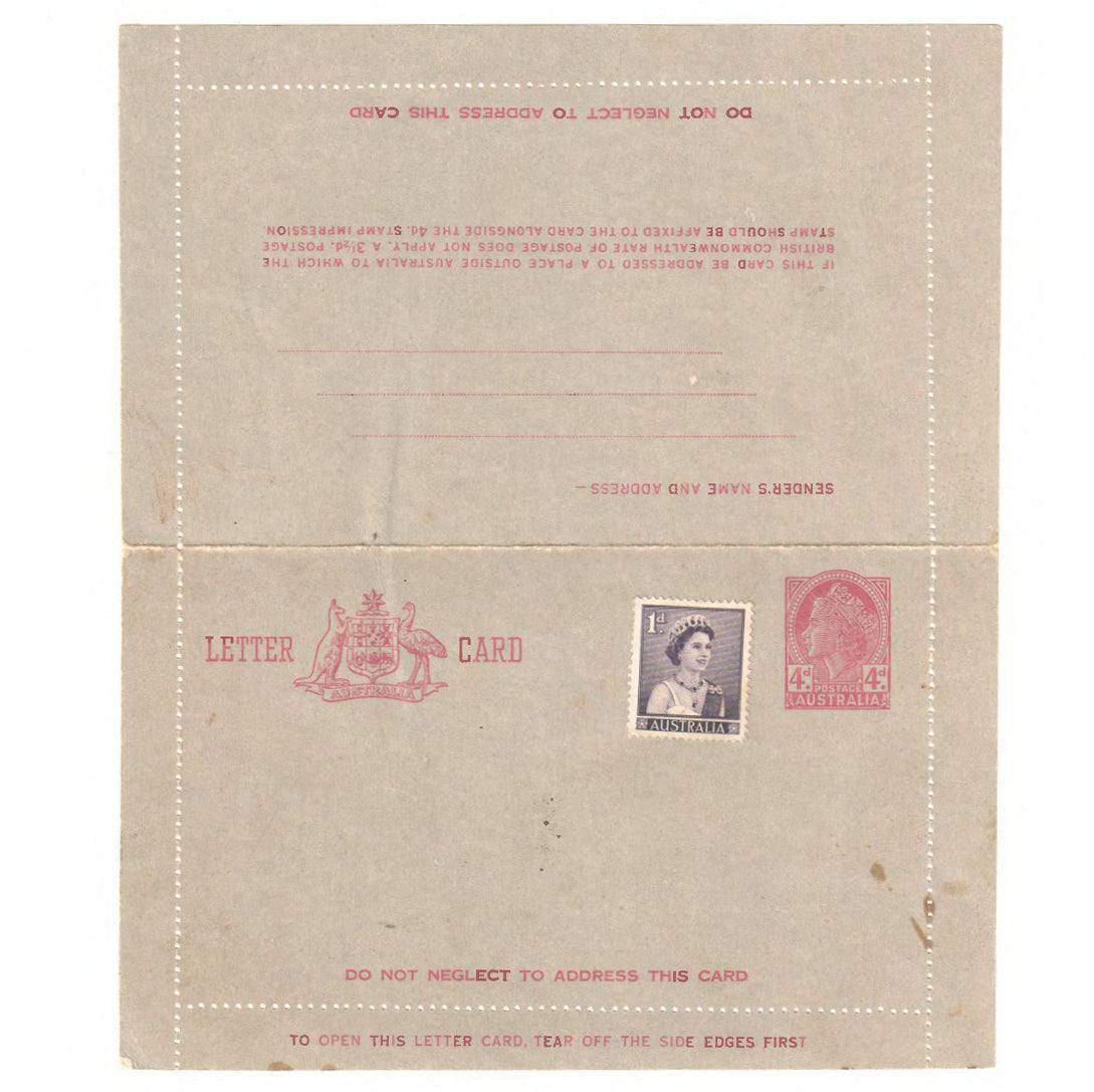 Australian 1950s - 60s 4d Prepaid QEII Letter Card - Unused