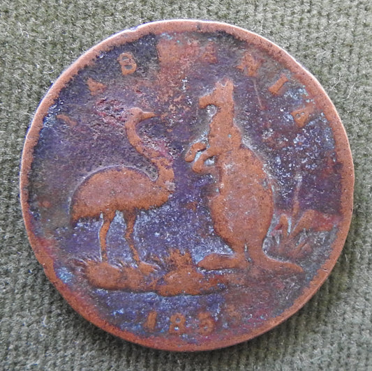 Tasmania Lewis Abrahams 1855 1/2 Penny Liverpool Street Hobart Town Token