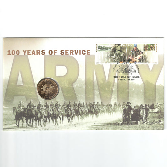 Australia 2001 PNC 100 Years Of Service ARMY  - FDI 15 February 2001