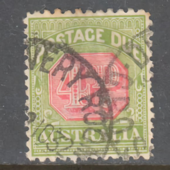Australia 4d Green Postage Due CofA Watermark Stamp - Cancelled