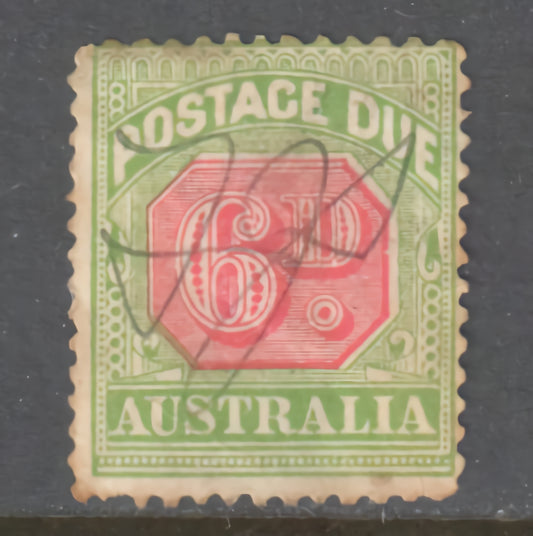 Australia 6d Green Postage Due Stamp - Cancelled