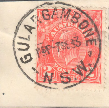 Australian 2d KGV Red Stamp With Full Postmark - GULARGAMBONE NSW 1933