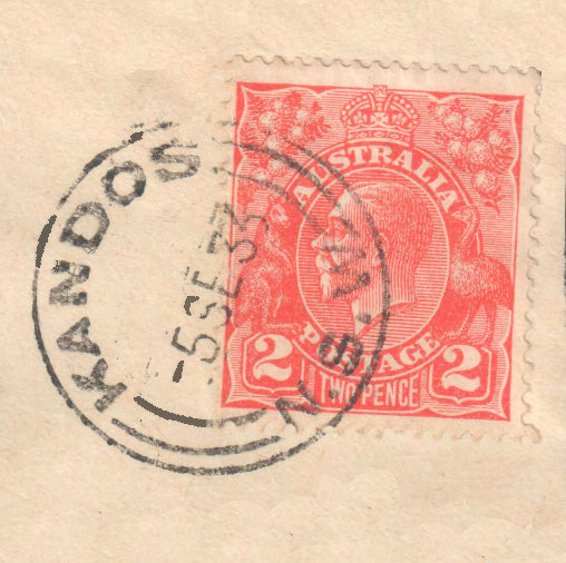 Australian 2d KGV Red Stamp With Full Postmark - KANDOS NSW 1933