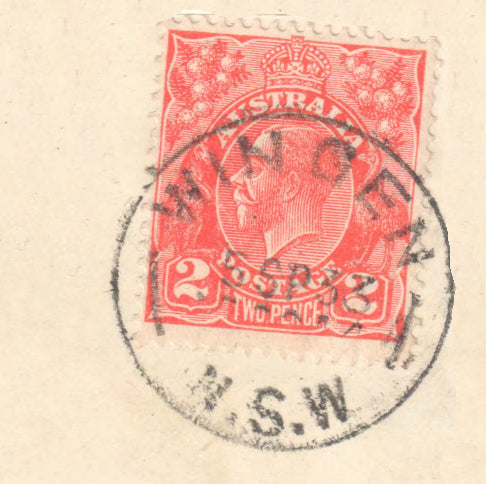 Australian 2d KGV Red Stamp With Full Postmark - WINGEN NSW 1933