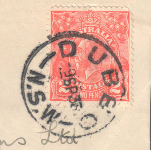 Australian 2d KGV Red Stamp With Full Postmark - DUBBO NSW 1933