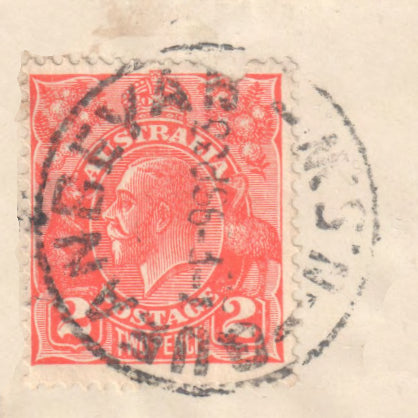 Australian 2d KGV Red Stamp With Full Postmark - QUEANBEYAN NSW 1933