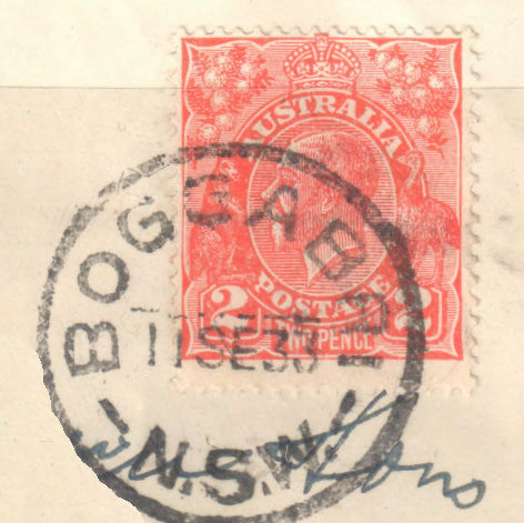 Australian 2d KGV Red Stamp With Full Postmark - BOGABRI NSW 1933