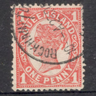 Queensland 1896 1d One Penny Analine Cinibar Queen Victoria Stamp