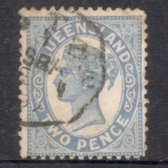 Queensland 1895-1896 2d 2 Pence Queen Victoria Blue Stamp - White Background