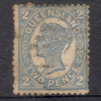 Queensland 1907-1910 2d 2 Pence Blue Queen Victoria Stamp