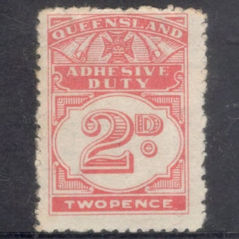 Queensland 1939 2d Red Adhesive Duty Stamp