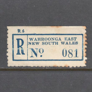 Registered Post Label - Wahroonga East New South Wales No 081
