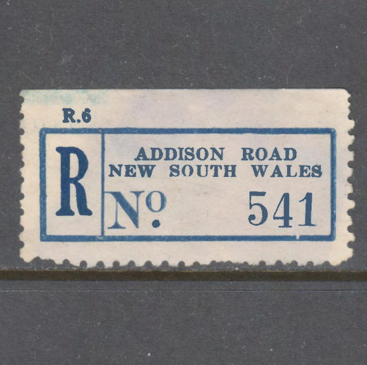 Registered Post Label - Addison Road New South Wales No. 541