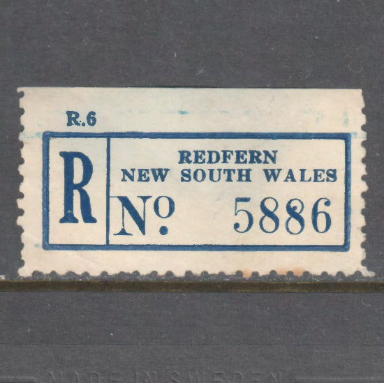 Registered Post Label - Redfern New South Wales No. 5886