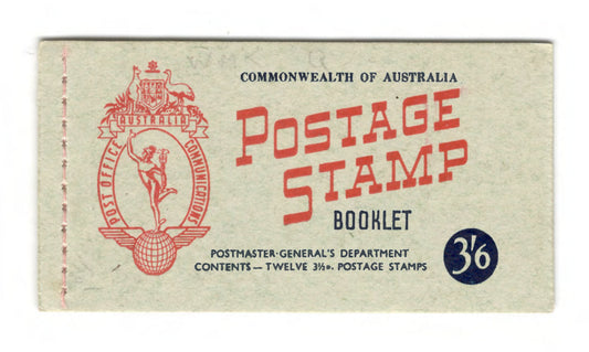 Australian 1953 QEII Stamp Booklet Of 12 3 1/2d Stamps 3/6d