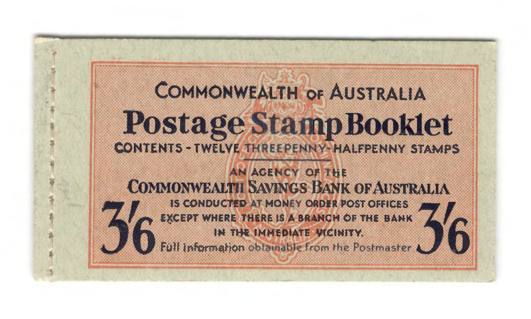 Australian 1952 KGVI Stamp Booklet Of 12 3 1/2d Stamps 3/6d