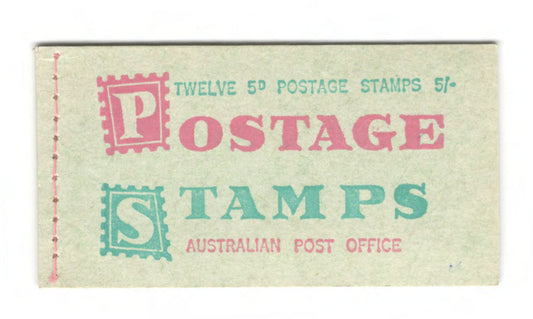 Australian 1963 QEII Stamp Booklet Of 12 5d Green Stamps 5/- (6 only - 1 Pane Removed)