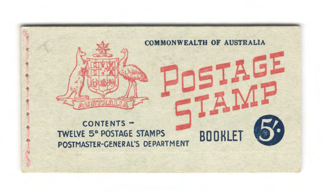 Australian 1960 QEII Stamp Booklet Of 12 5d Blue Stamps 5/-