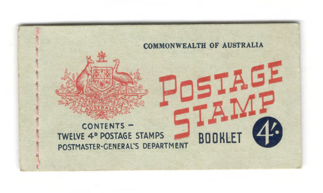 Australian 1959 QEII Stamp Booklet Of 12 4d Lake Stamps 4/-