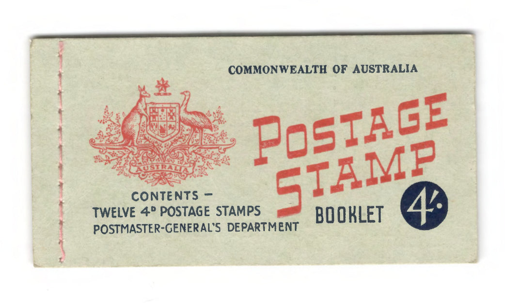 Australian 1959 QEII Stamp Booklet Of 12 4d Lake Stamps 4/-