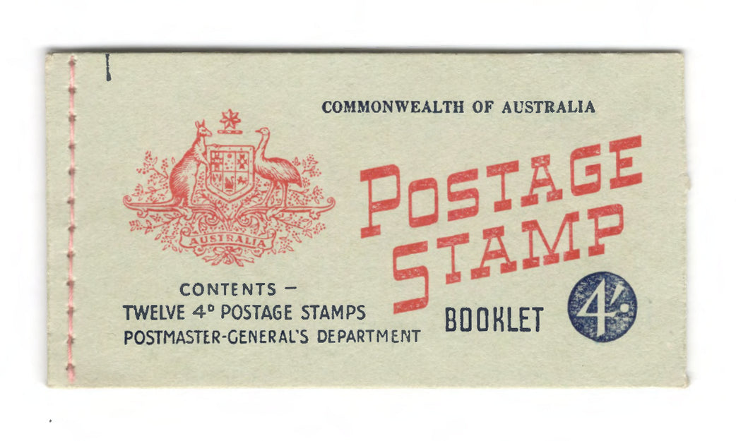 Australian 1957 QEII Stamp Booklet Of 12 4d Claret Stamps 4/-