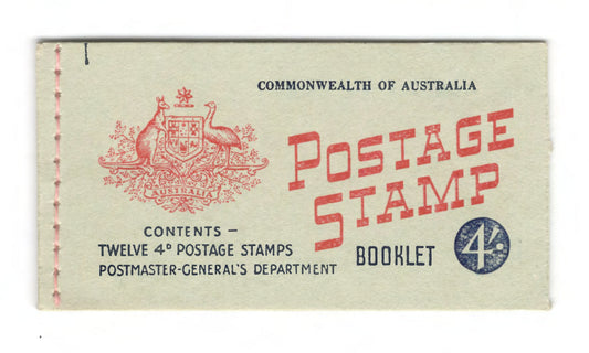 Australian 1957 QEII Stamp Booklet Of 12 4d Claret Stamps 4/-