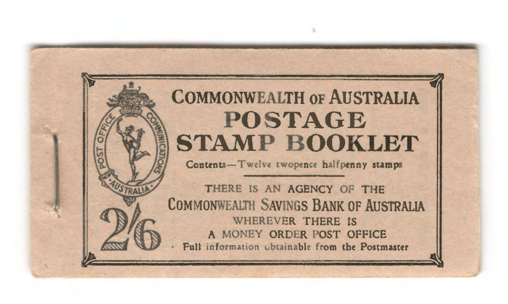 Australian 1949 KGVI Stamp Booklet Of 12 2 1/2d Red Stamps 2/6d