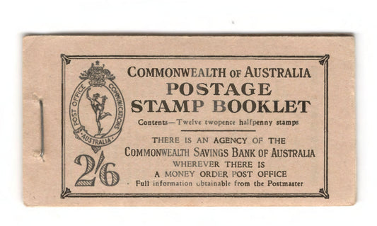 Australian 1949 KGVI Stamp Booklet Of 12 2 1/2d Red Stamps 2/6d