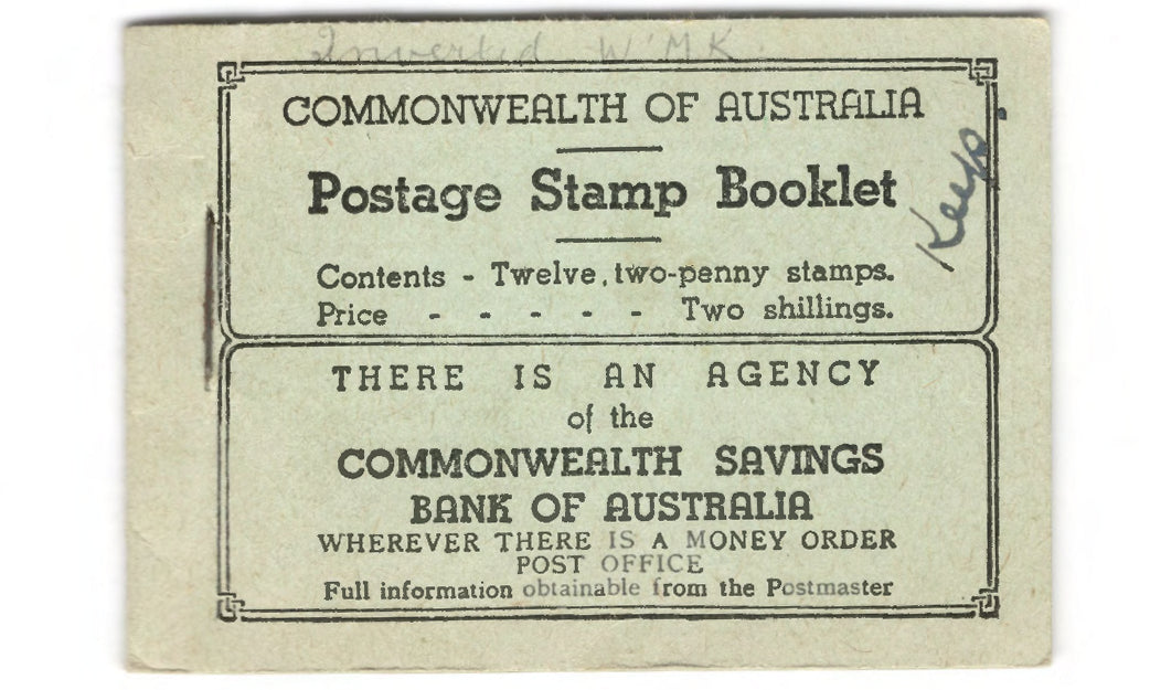 Australian 1930 KGV Stamp Booklet Of 12 2d Red Stamps 2/- (6 only - 1 Pane Removed)