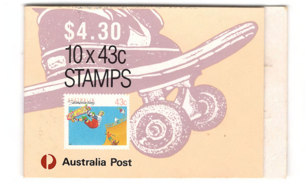 Australian 1990 43 Cent Skateboarding Single Koala Stamp Booklet Of 10 Stamps $4.30