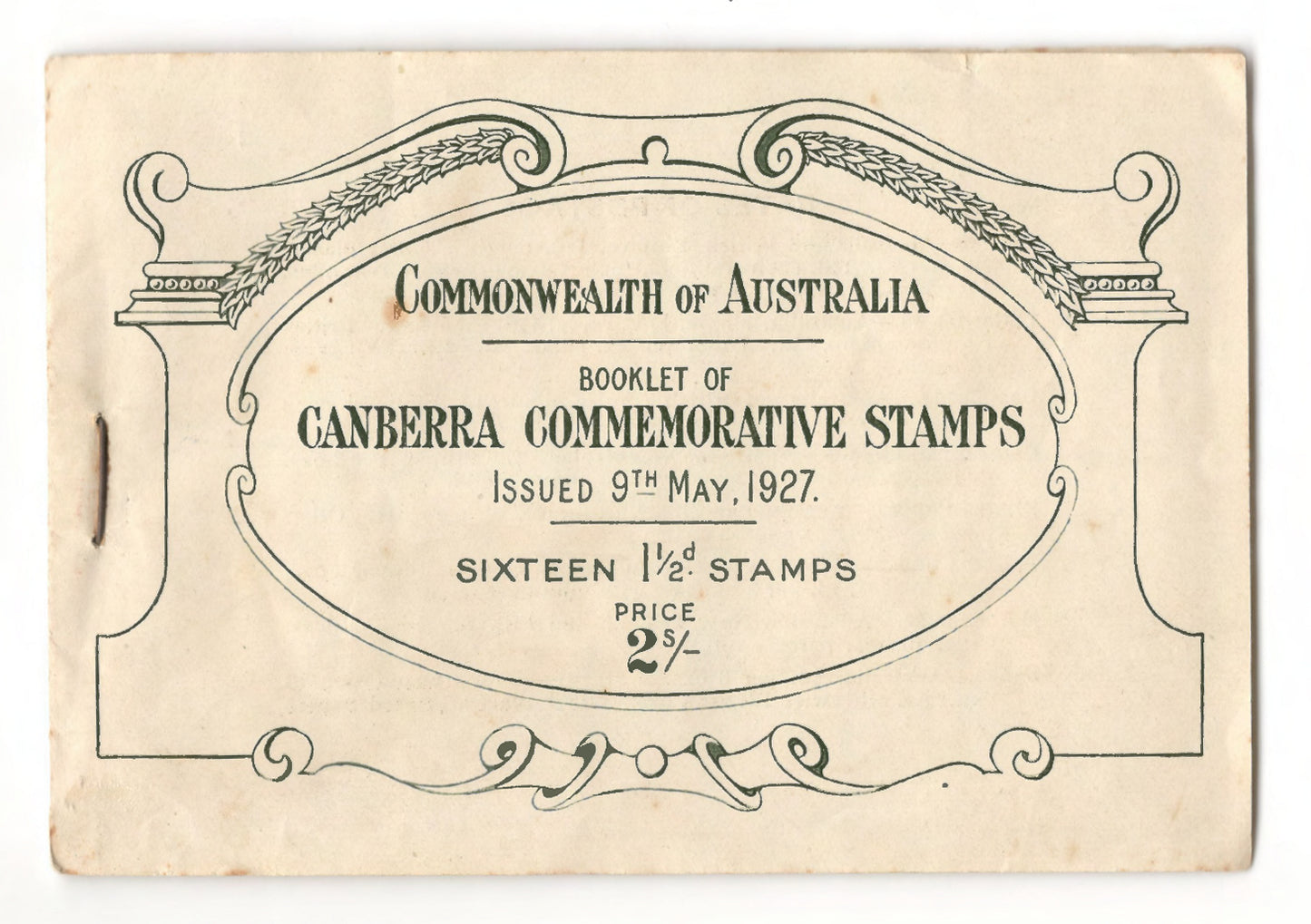 Australian 1927 Canberra Commemorative Red Stamp Booklet Of 16 1 1/2d Stamps 2/-