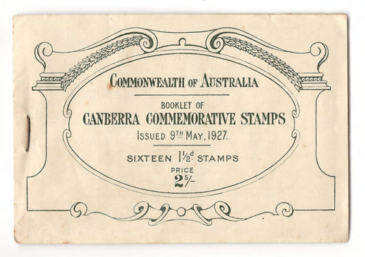 Australian 1927 Canberra Commemorative Red Stamp Booklet Of 16 1 1/2d Stamps 2/-