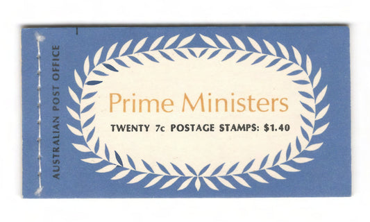 Australian 1972 Prime Ministers Stamp Booklet Of 20 7 Cent Stamps $1.40