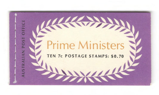 Australian 1972 Prime Ministers Stamp Booklet Of 10 7 Cent Stamps 70 Cents