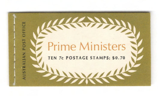 Australian 1972 Prime Ministers Stamp Booklet Of 10 7 Cent Stamps 70 Cents