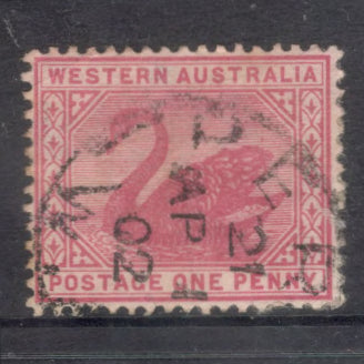 Western Australian 1890-1893 1d 1 Penny Black Swan Carmine Rose Stamp